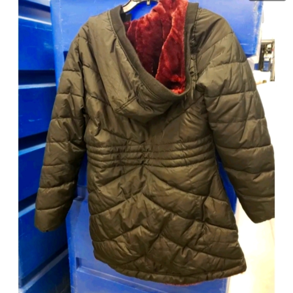 Reebok Large Black Wooley Reversible Jacket Strength Power Puffer warm lined - Picture 2 of 7